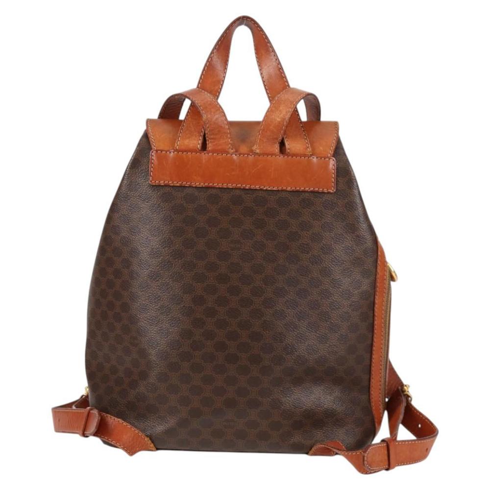CELINE Macadam Canvas Backpack PVC Leather Brown Gold Auth 133049 - Picture 2 of 16